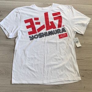 Fox White Short Sleeve Tee with Red Yoshimura Graphic